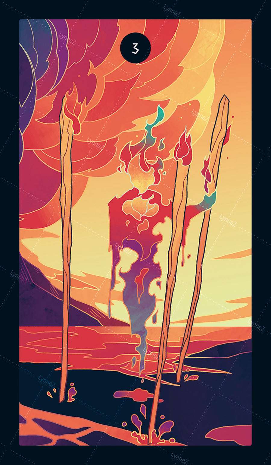 Elemental Strength Tarot – Three of Wands
