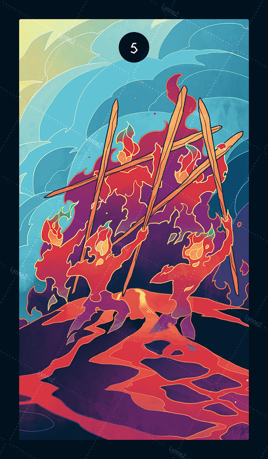 Elemental Strength Tarot – Five of Wands