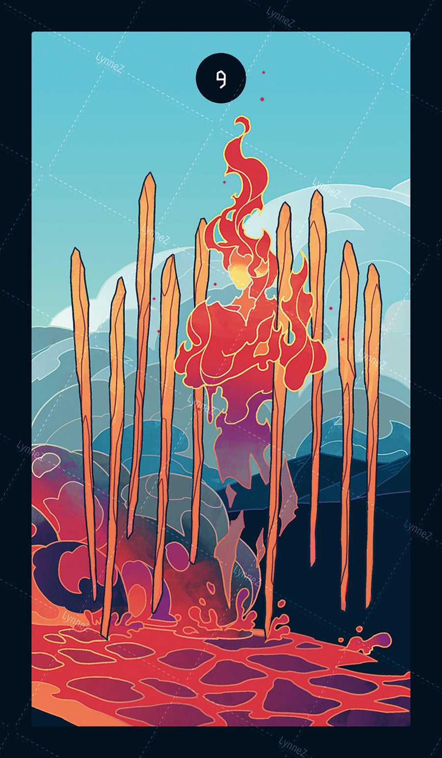 Elemental Strength Tarot – Nine of Wands