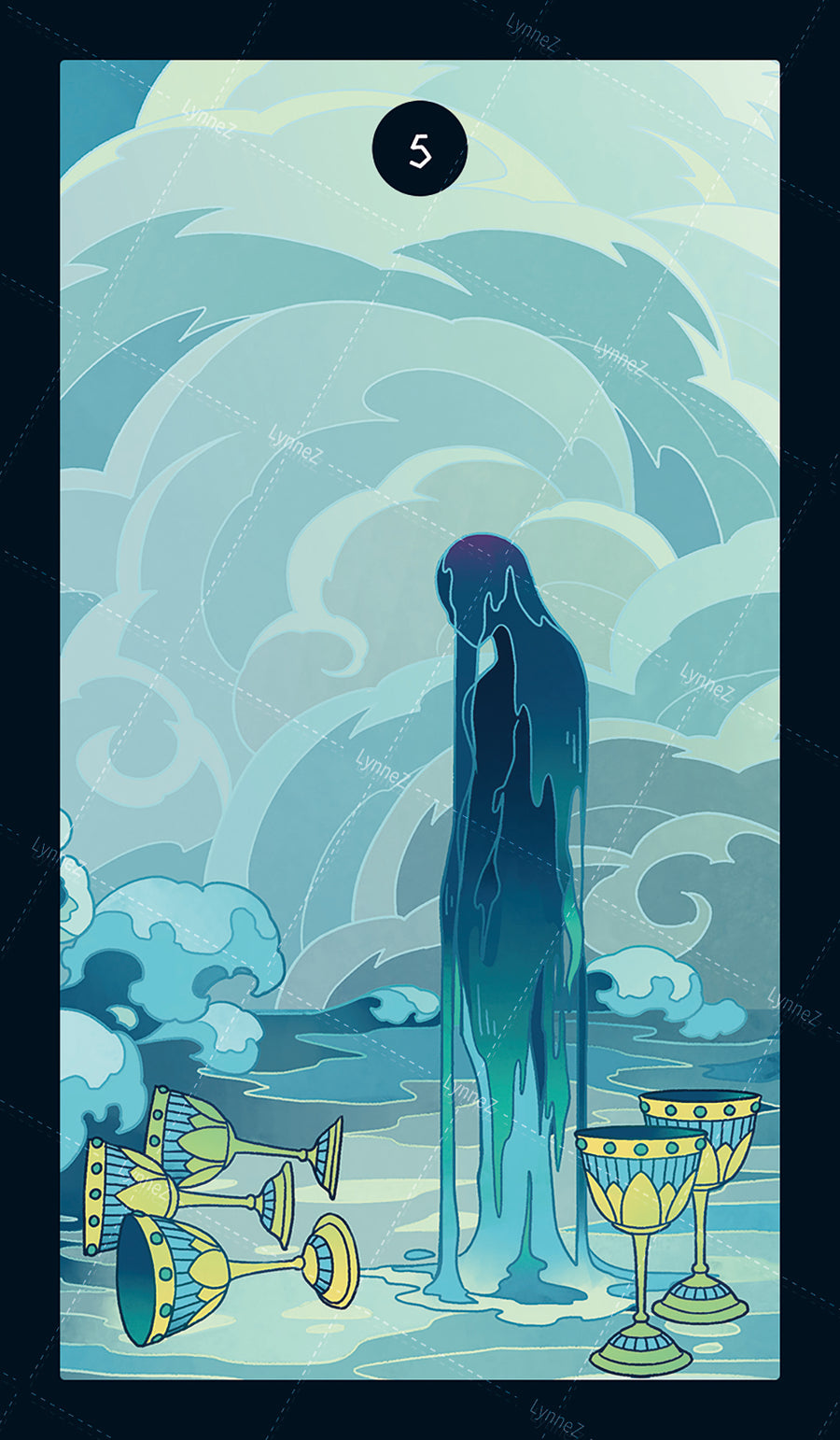 Elemental Strength Tarot – Five of Cups