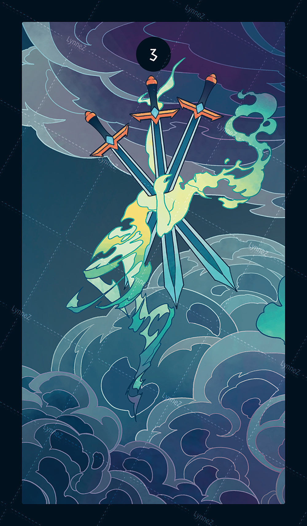 Elemental Strength Tarot – Three of Swords