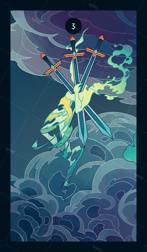 Elemental Strength Tarot – Three of Swords