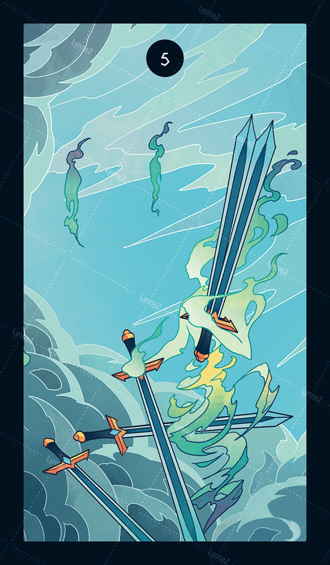 Elemental Strength Tarot – Five of Swords