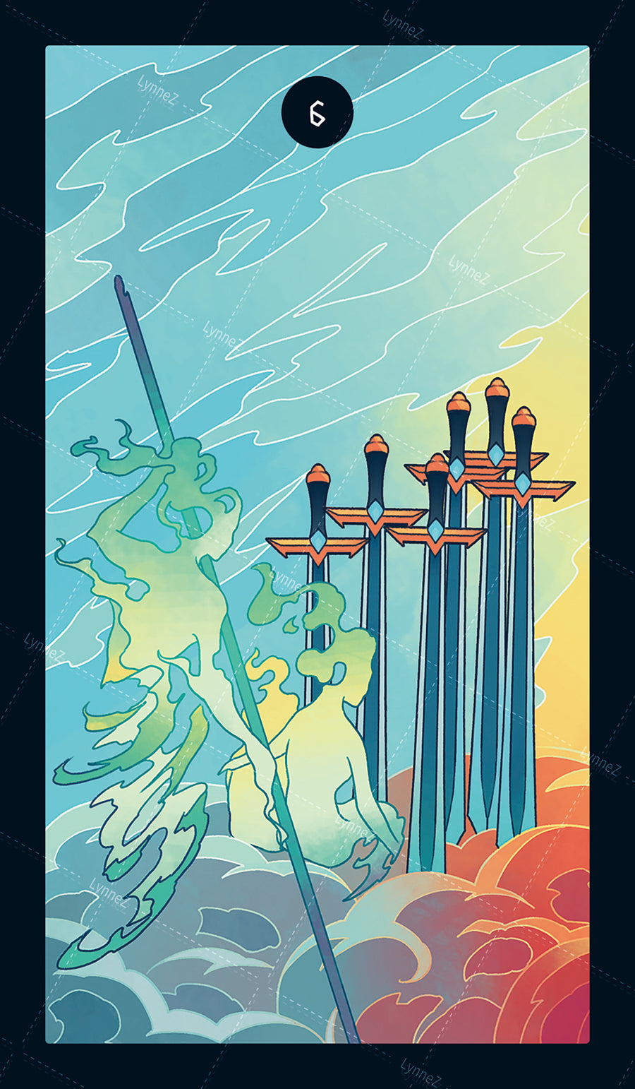 Elemental Strength Tarot – Six of Swords