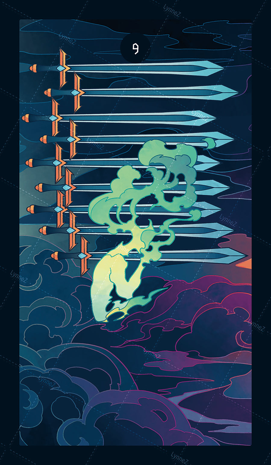 Elemental Strength Tarot – Nine of Swords