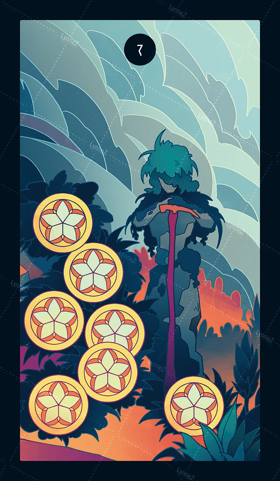 Elemental Strength Tarot – Seven of Pentacles