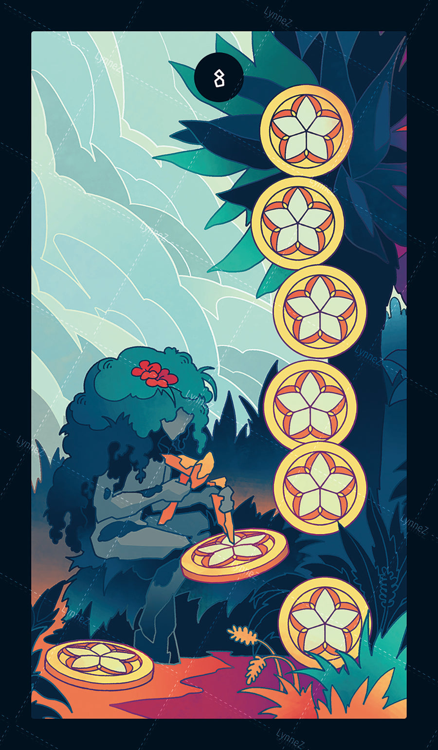 Elemental Strength Tarot – Eight of Pentacles