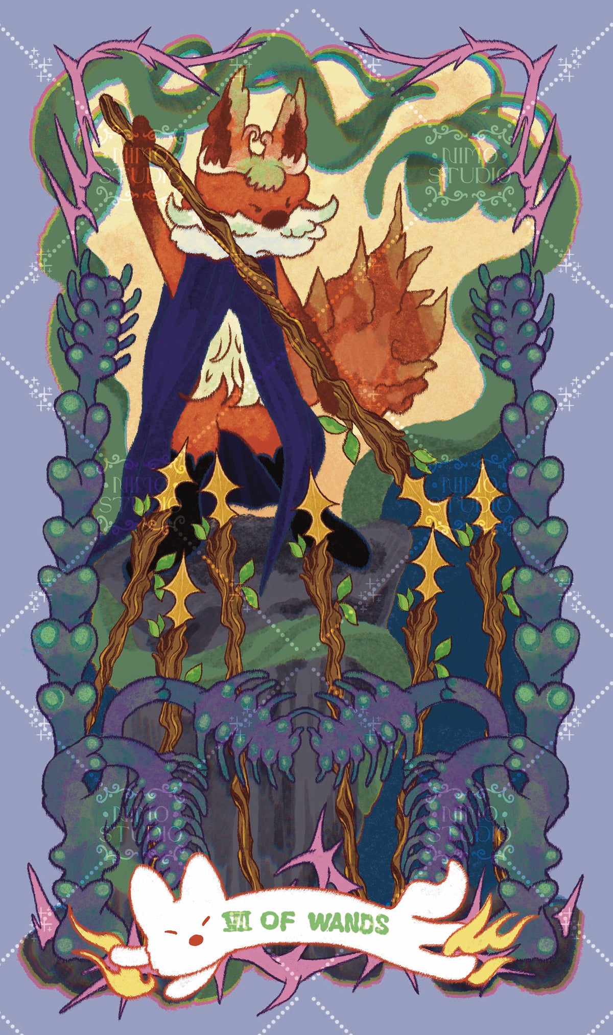 Exotic Flora Tarot – Seven of Wands
