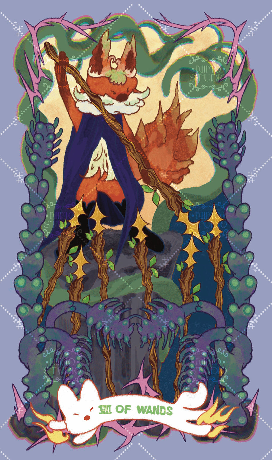 Exotic Flora Tarot – Seven of Wands