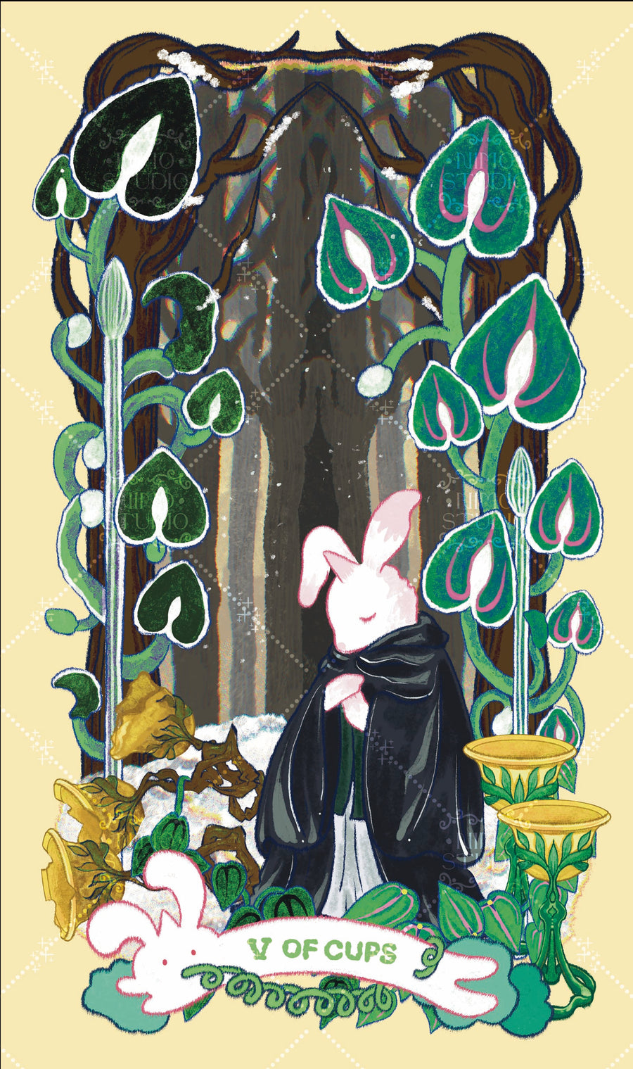 Exotic Flora Tarot – Five of Cups