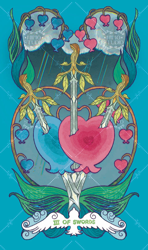 Exotic Flora Tarot – Three of Swords