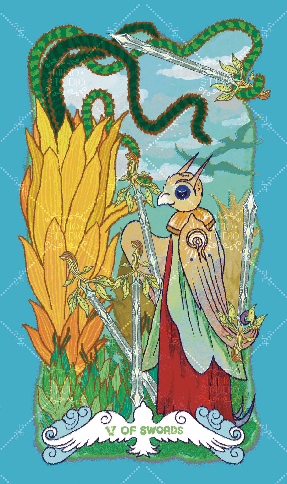 Exotic Flora Tarot – Five of Swords