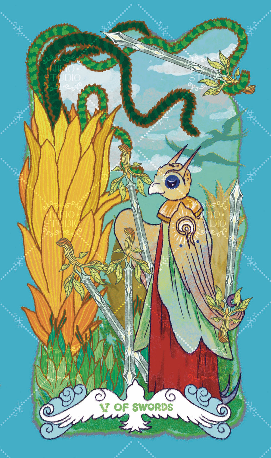 Exotic Flora Tarot – Five of Swords