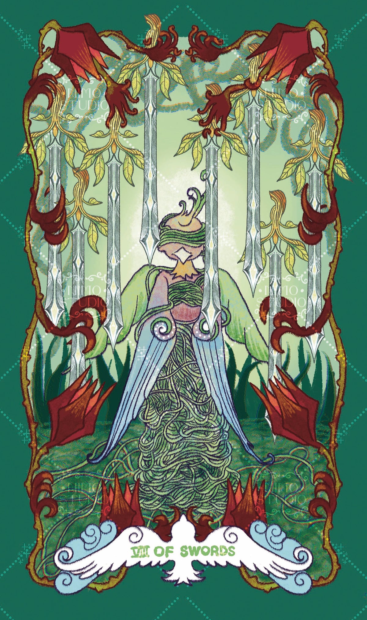 Exotic Flora Tarot – Eight of Swords