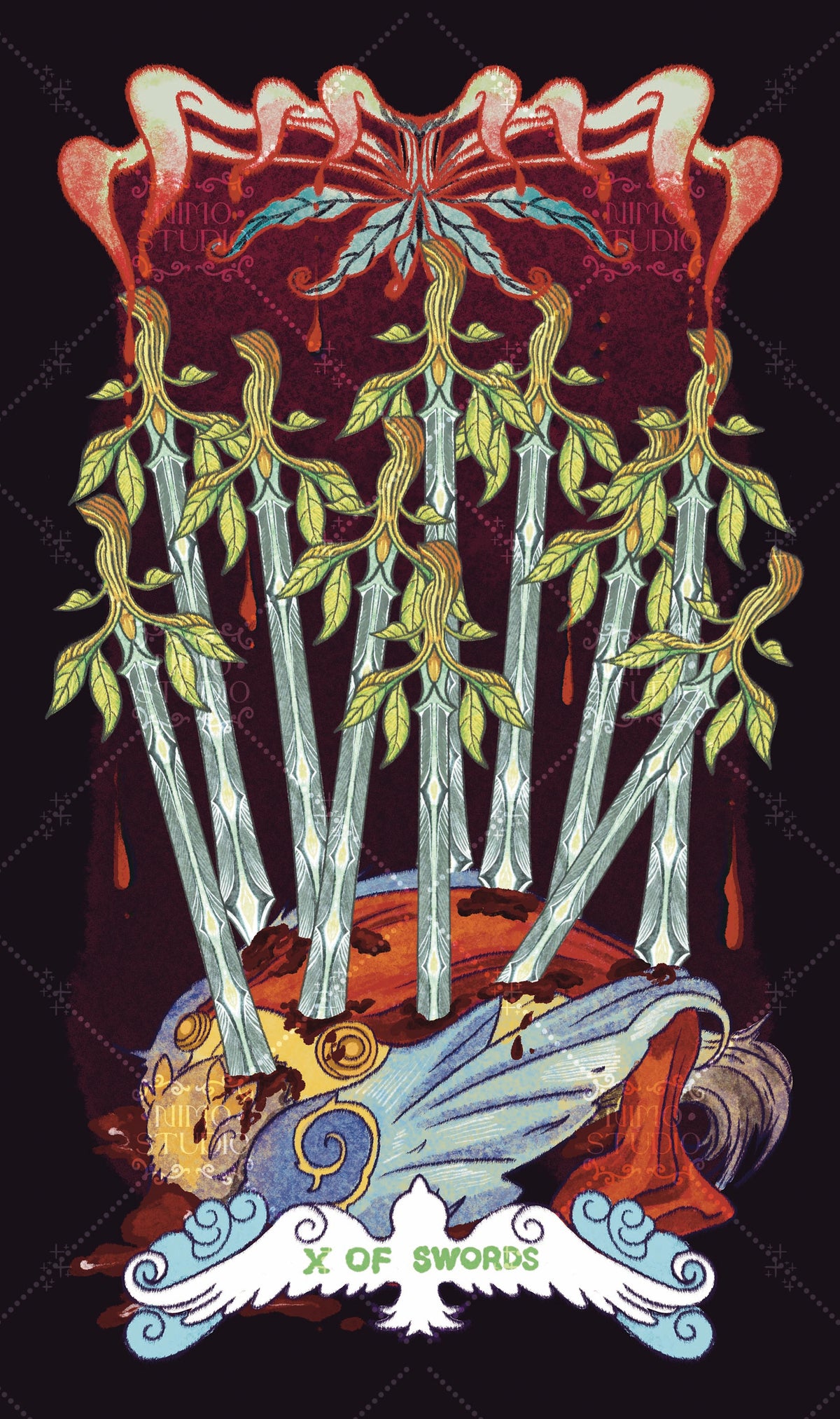 Exotic Flora Tarot – Ten of Swords