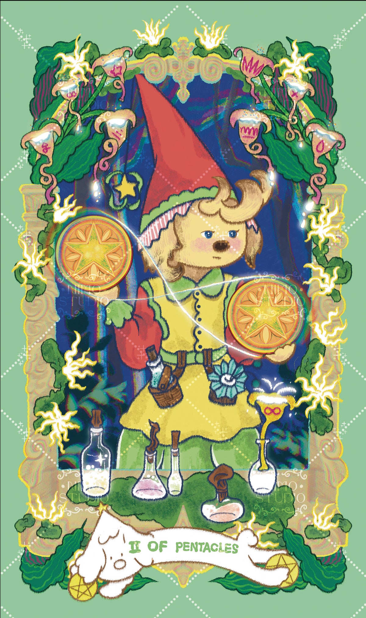 Exotic Flora Tarot – Two of Pentacles