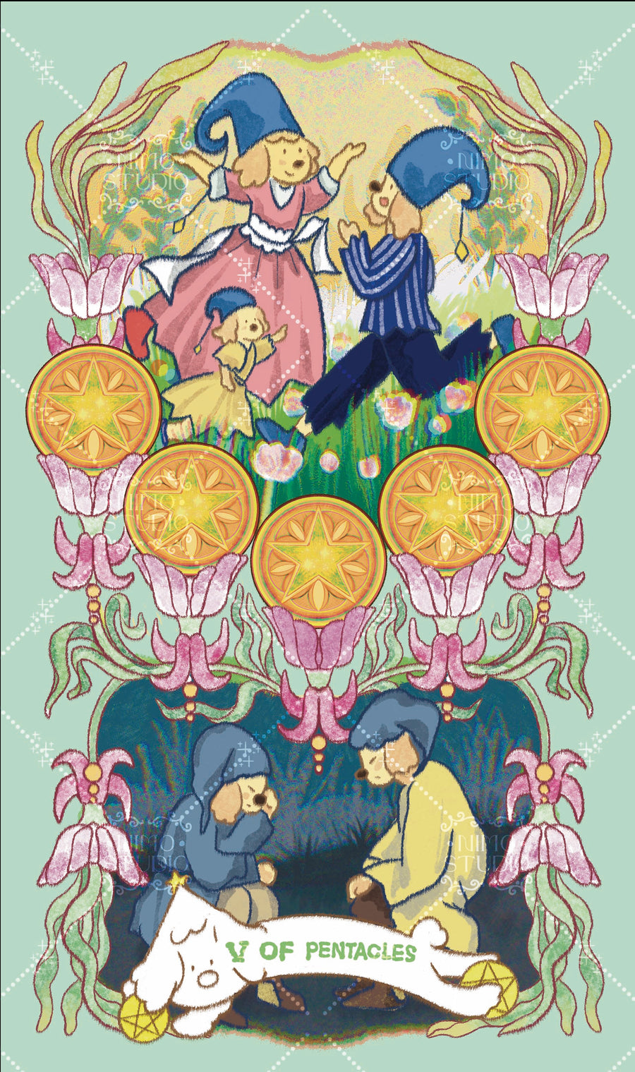 Exotic Flora Tarot – Five of Pentacles