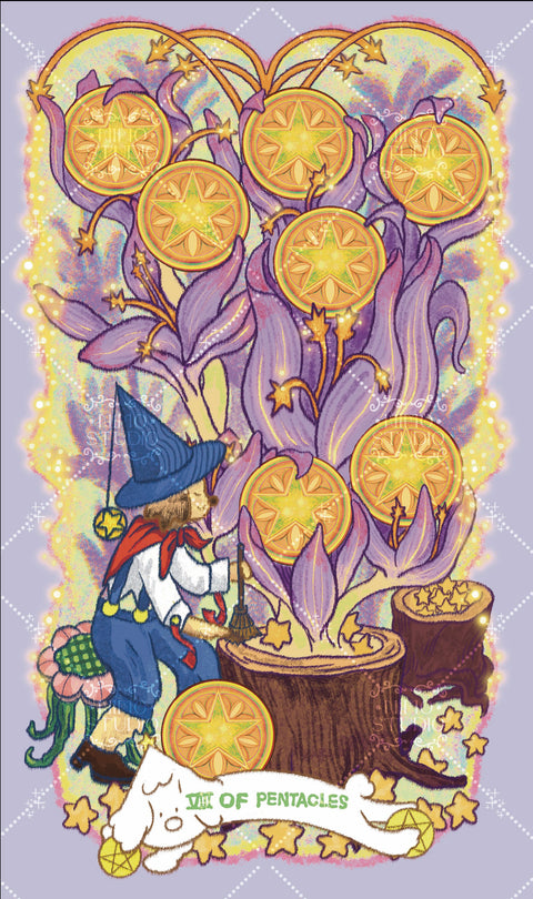Exotic Flora Tarot – Eight of Pentacles
