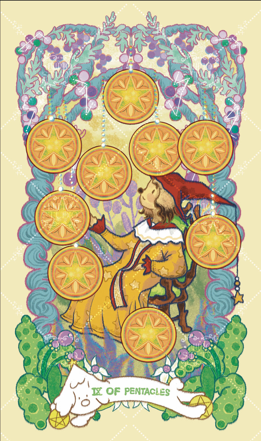 Exotic Flora Tarot – Nine of Pentacles