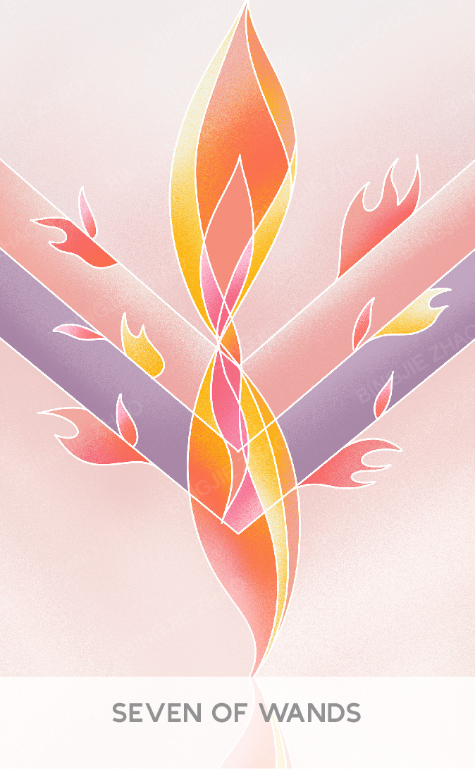 Geometric Dreamland Tarot – Seven of Wands