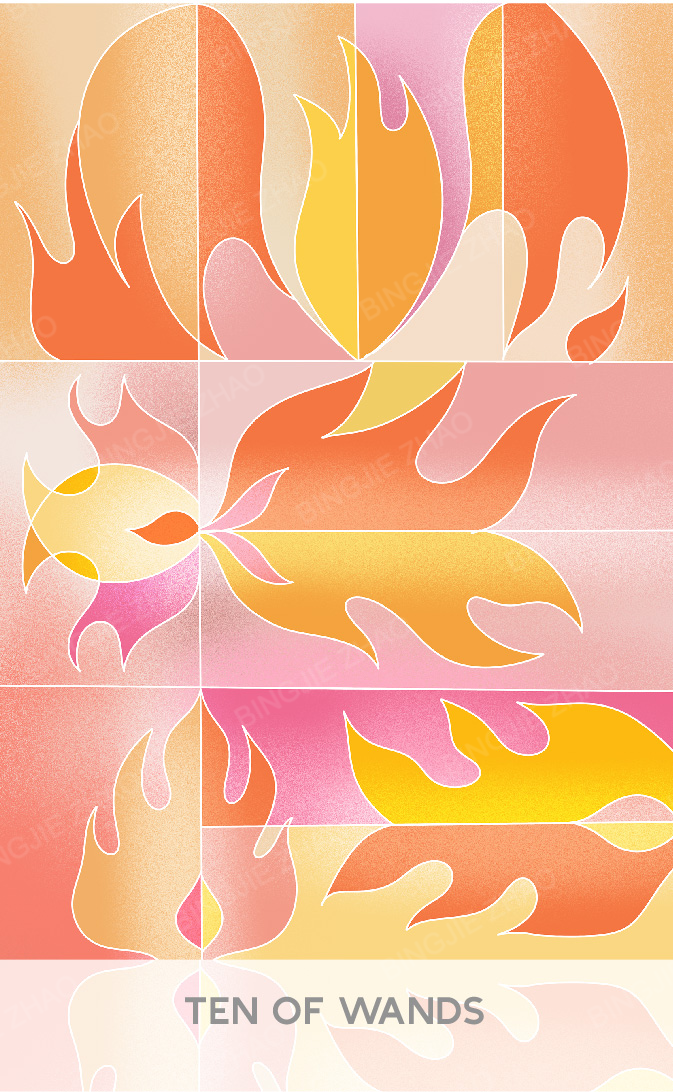 Geometric Dreamland Tarot – Ten of Wands