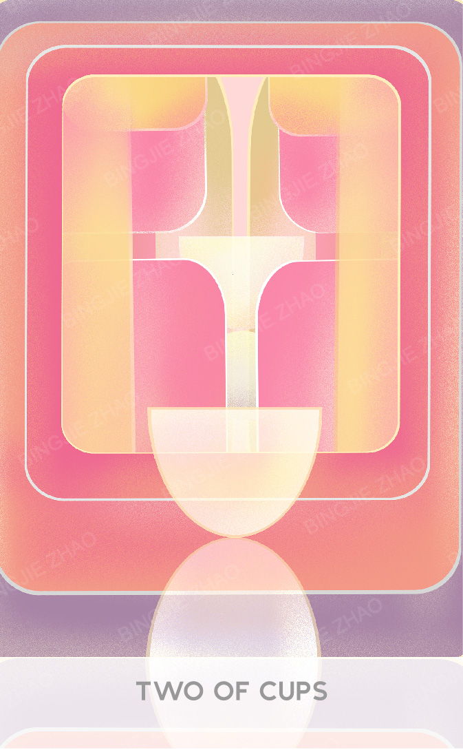 Geometric Dreamland Tarot – Two of Cups