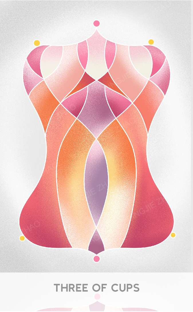 Geometric Dreamland Tarot – Three of Cups