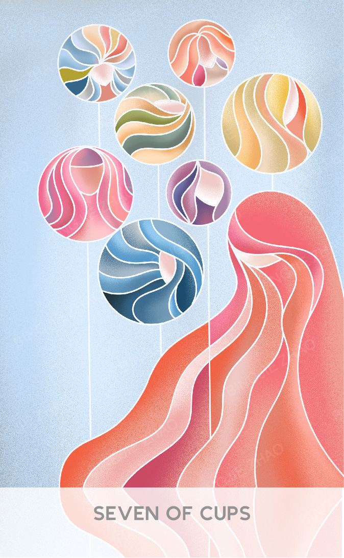 Geometric Dreamland Tarot – Seven of Cups