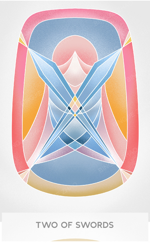 Geometric Dreamland Tarot – Two of Swords