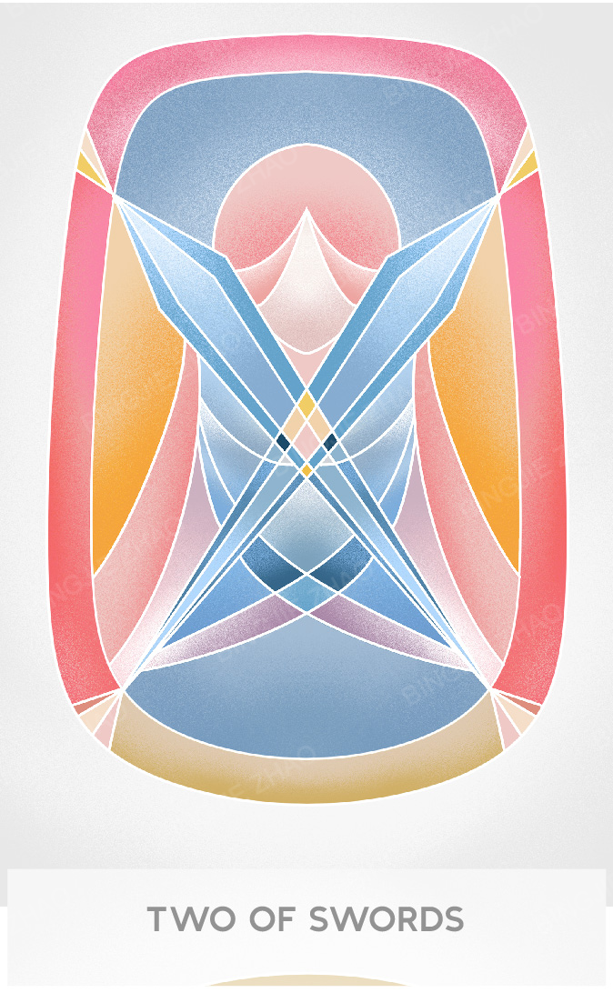Geometric Dreamland Tarot – Two of Swords
