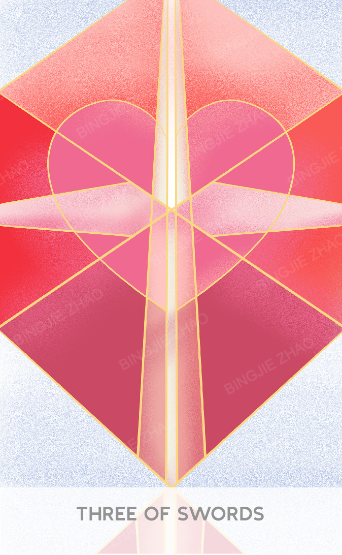 Geometric Dreamland Tarot – Three of Swords