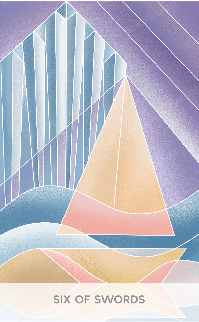Geometric Dreamland Tarot – Six of Swords