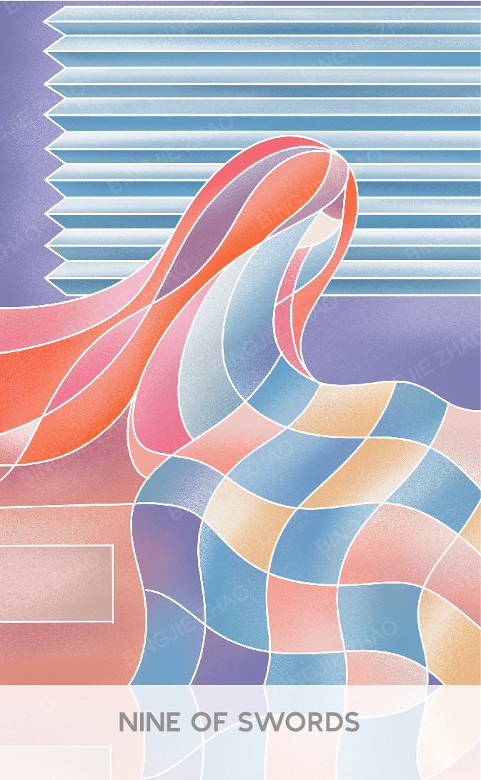 Geometric Dreamland Tarot – Nine of Swords