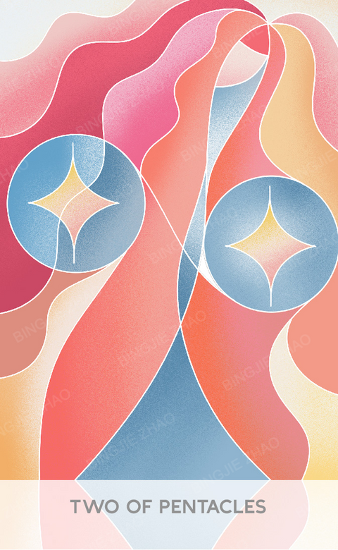 Geometric Dreamland Tarot – Two of Pentacles