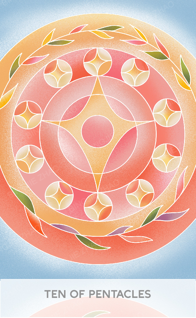 Geometric Dreamland Tarot – Ten of Pentacles