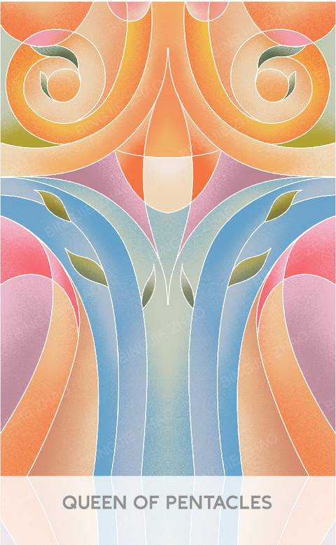 Geometric Dreamland Tarot – Queen of Pentacles