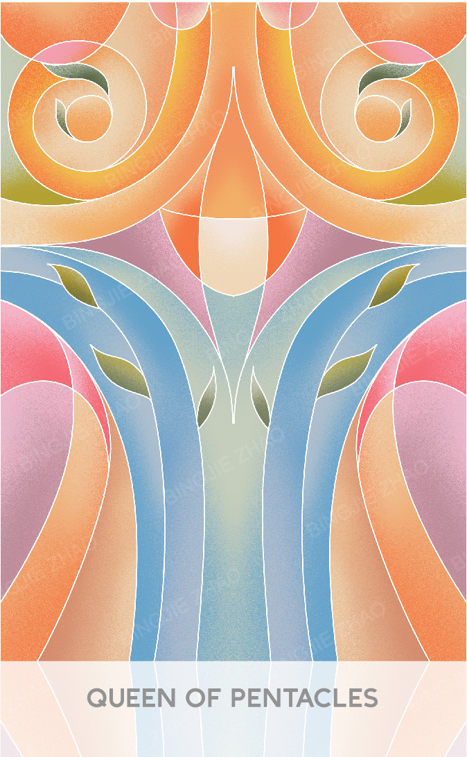 Geometric Dreamland Tarot – Queen of Pentacles