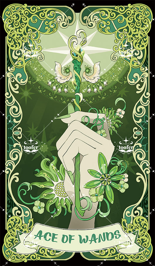 Green Trace Tarot – Ace of Wands