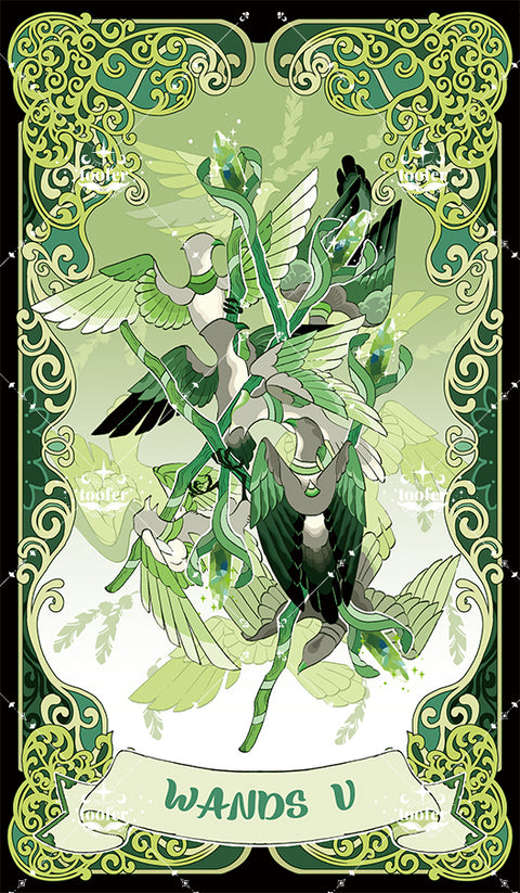 Green Trace Tarot – Five of Wands