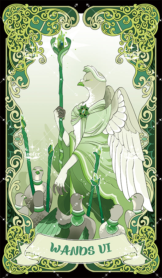 Green Trace Tarot – Six of Wands