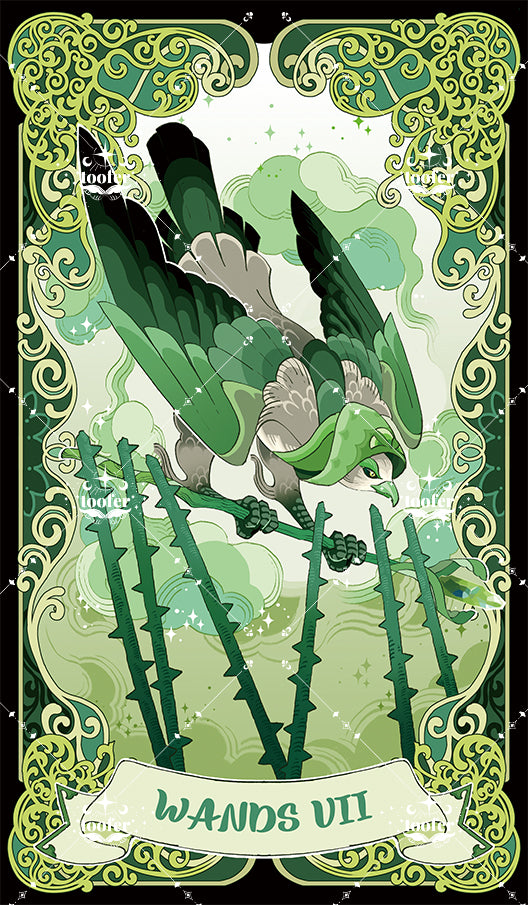 Green Trace Tarot – Seven of Wands