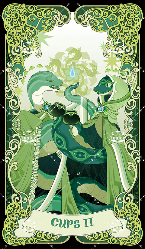 Green Trace Tarot – Two of Cups