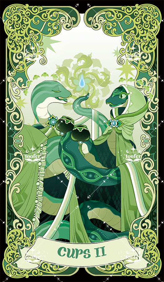 Green Trace Tarot – Two of Cups