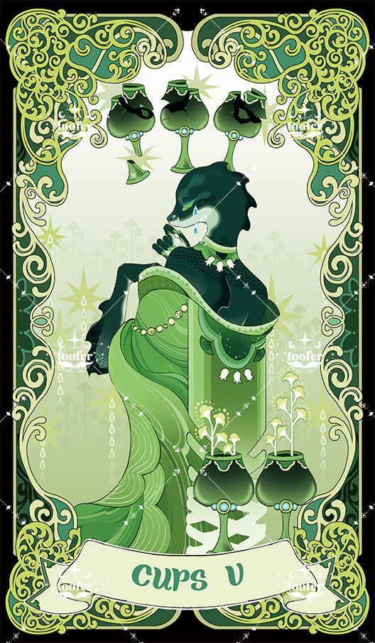 Green Trace Tarot – Five of Cups