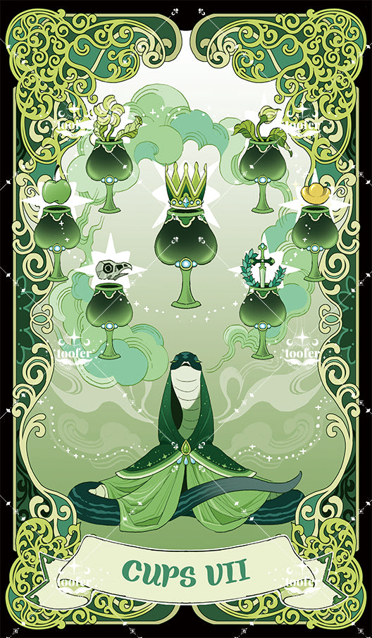 Green Trace Tarot – Seven of Cups