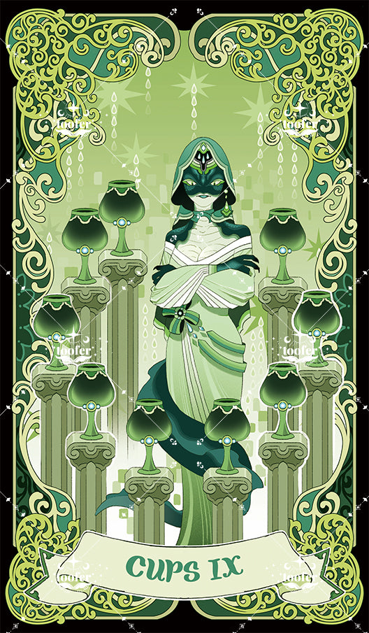 Green Trace Tarot – Nine of Cups