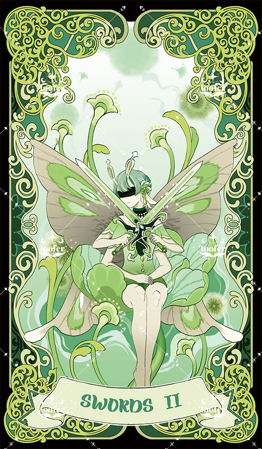 Green Trace Tarot – Two of Swords