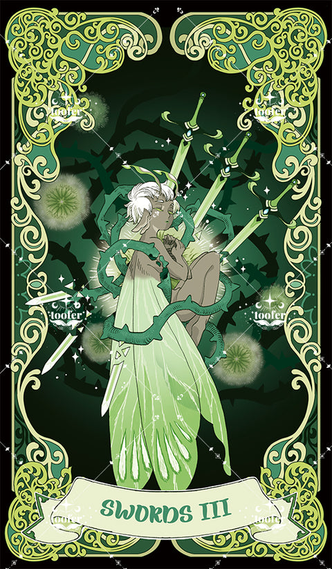 Green Trace Tarot – Three of Swords
