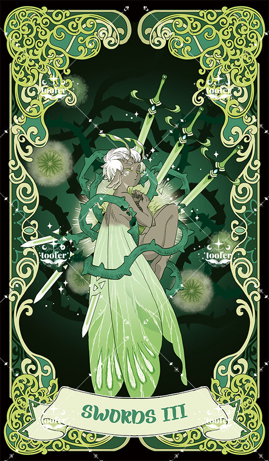 Green Trace Tarot – Three of Swords