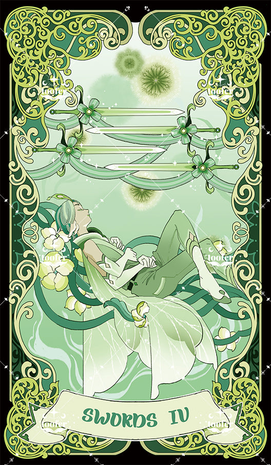 Green Trace Tarot – Four of Swords